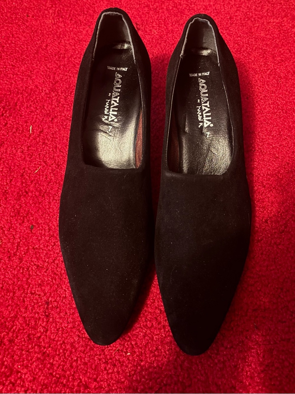 AQUATALIA Black Suede Pointed-Toe Pumps Size 7
